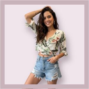 Rails Athena Ivory Birds Of Paradise Wrap Top